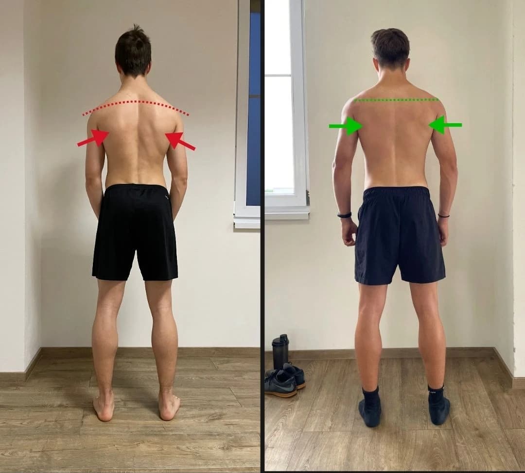 Before and after: shoulder compression and winged scapulae — corrected